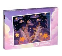 puzzleYOU : Puzzle de 200 pièces « Château de Nuages Violets Plein d’étoiles et d’escaliers vers Le Ciel »