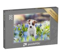 puzzleYOU : Puzzle de 200 pièces « Chiot Jack Russell Terrier Blanc en été »