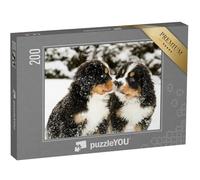 puzzleYOU : Puzzle de 200 pièces « des Chiots Bouvier Bernois saupoudrés de Neige »