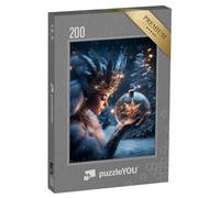 puzzleYOU : Puzzle de 200 pièces « Enfant Jésus dans Une forêt d’Hiver avec Une Boule de Sapin de Noël à la Main »