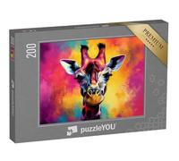 puzzleYOU : Puzzle de 200 pièces « Girafe en flamboiement de Couleurs à l’Horizon »