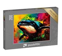 puzzleYOU : Puzzle de 200 pièces « Grande Baleine Bleue dans la mer de Couleurs »