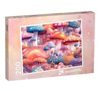 puzzleYOU : Puzzle de 200 pièces « Le Jardin de Champignons enchanté au Pays des Contes de fées »
