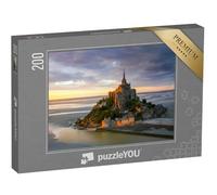 puzzleYOU : Puzzle de 200 pièces « Le Mont Saint-Michel au Coucher du Soleil, Normandie, Nord de la France »