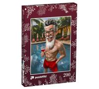 puzzleYOU : Puzzle de 200 pièces « Le Père Noël se détend Pendant Ses Vacances de Noël aux Fidji »