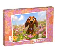 puzzleYOU : Puzzle de 200 pièces « Le Teckel Waldi se réjouit à Travers Les Champs de Fleurs »