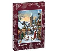puzzleYOU : Puzzle de 200 pièces « Marché de Noël Festif dans Un Village »