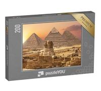 puzzleYOU : Puzzle de 200 pièces « Merveilles du Monde d'Egypte : Pyramides avec Sphinx, Gizeh »