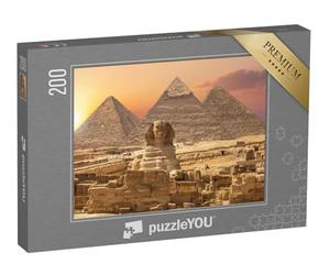 puzzleYOU : Puzzle de 200 pièces « Merveilles du Monde d'Egypte : Pyramides avec Sphinx, Gizeh »