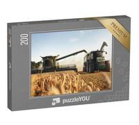 puzzleYOU : Puzzle de 200 pièces « Moissonneuse-batteuse et Tracteur au Travail dans Un Champ de blé »