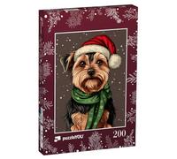 puzzleYOU : Puzzle de 200 pièces « Noël avec Le Yorkshire Terrier Romeo »