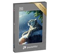 puzzleYOU : Puzzle de 200 pièces « Pattes de léopard dans la Neige poudreuse »