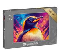 puzzleYOU : Puzzle de 200 pièces « Pingouin aux Couleurs Vives riant »