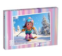 puzzleYOU : Puzzle de 200 pièces « Plaisir du Ski sur la Piste Blanche »