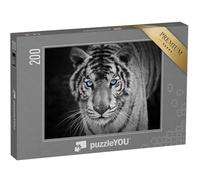 puzzleYOU : Puzzle de 200 pièces « Portrait d'un Tigre Blanc aux Yeux Bleus perçants »