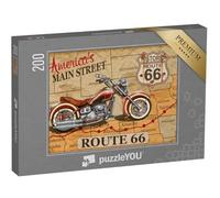 puzzleYOU : Puzzle de 200 pièces « Poster Moto Vintage : Route 66 »