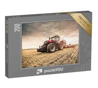 puzzleYOU : Puzzle de 200 pièces « Tracteur Rouge au Travail dans Les Champs »