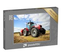 puzzleYOU : Puzzle de 200 pièces « Un Grand Tracteur ramasse des meules de Foin dans Un Champ »