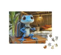puzzleYOU : Puzzle de 200 pièces « Une Petite Salamandre Bleue Part en Voyage Autour du Monde »