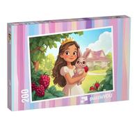 puzzleYOU : Puzzle de 200 pièces « Une Princesse avec Son Mignon Lapin dans Le verger »
