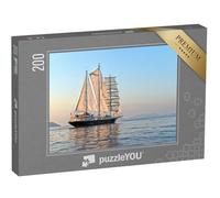 puzzleYOU : Puzzle de 200 pièces « Yacht à Voile au Coucher du Soleil sur la mer »