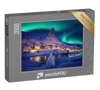 puzzleYOU : Puzzle de 2000 pièces « Aurores boréales dans Le Paysage Hivernal des Lofoten, Norvège »