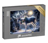 puzzleYOU : Puzzle de 2000 pièces « Cerf de Noël dans la forêt hivernale »