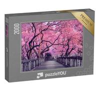 puzzleYOU : Puzzle de 2000 pièces « Cerisiers en Fleurs au-Dessus d'un Vieux Pont en Bois, Japon »