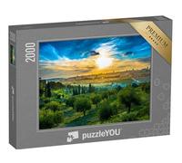 puzzleYOU : Puzzle de 2000 pièces « Coucher de Soleil évocateur sur la Vieille Ville et Le Mont des Oliviers de Jérusalem, Israël »