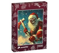 puzzleYOU : Puzzle de 2000 pièces « Douce Nuit, Nuit sanglante - Père Noël à la Hache »