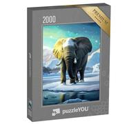 puzzleYOU : Puzzle de 2000 pièces « Éléphant dans Les aurores boréales »