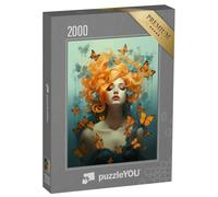 puzzleYOU : Puzzle de 2000 pièces « Femme aux Cheveux Orange et aux Papillons »