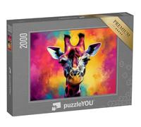 puzzleYOU : Puzzle de 2000 pièces « Girafe en flamboiement de Couleurs à l’Horizon »
