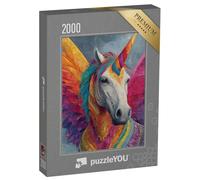 puzzleYOU : Puzzle de 2000 pièces « Licorne Magique avec Motif coloré »