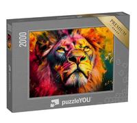 puzzleYOU : Puzzle de 2000 pièces « Lion du Pop Art : Rugissement coloré de la Nature »