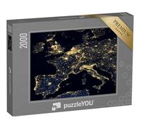puzzleYOU : Puzzle de 2000 pièces « Lumières de la Ville sur la Carte du Monde, Europe, NASA »