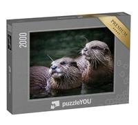 puzzleYOU : Puzzle de 2000 pièces « Mignon Couple de loutres dans l'eau »