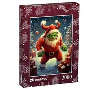 puzzleYOU : Puzzle de 2000 pièces « Monstre de Noël Vert en Père Noël »