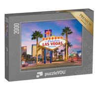 puzzleYOU : Puzzle de 2000 pièces « Panneau Welcome to Las Vegas au crépuscule »