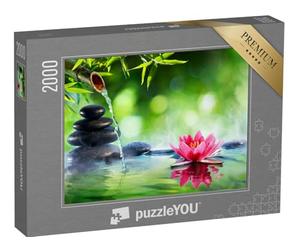 puzzleYOU : Puzzle de 2000 pièces « Pierres de Spa et nénuphar avec Fontaine dans Le Jardin Zen »