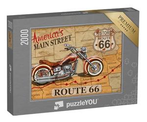 puzzleYOU : Puzzle de 2000 pièces « Poster Moto Vintage : Route 66 »