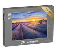 puzzleYOU : Puzzle de 2000 pièces « Rêve Violet : Coucher de Soleil sur Un Champ de Lavande à Valensole, Provence »