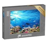 puzzleYOU : Puzzle de 2000 pièces « Scène sous-Marine avec récif de Corail, Poissons, Requins, Tortue et Raie Manta »