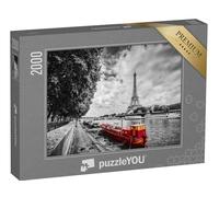 puzzleYOU : Puzzle de 2000 pièces « Tour Eiffel au-Dessus de la Seine avec Bateau Rouge, Paris, France »