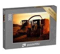 puzzleYOU : Puzzle de 2000 pièces « Tracteurs dans Un Champ au Coucher du Soleil »