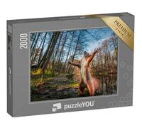 puzzleYOU : Puzzle de 2000 pièces « Un drôle d'écureuil Rouge Pose dans la forêt »