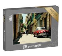puzzleYOU : Puzzle de 2000 pièces « Voiture Ancienne Rouge dans Les Rues de La Havane, Cuba »