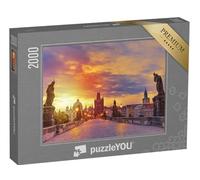 puzzleYOU : Puzzle de 2000 pièces « Vue du Pont Charles à Prague au Coucher du Soleil »