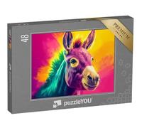puzzleYOU : Puzzle de 48 pièces « Âne Mignon dans Le Ciel de Couleur »