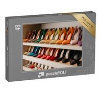 puzzleYOU : Puzzle de 48 pièces « Armoire à Chaussures avec de Nombreux Talons Hauts colorés »